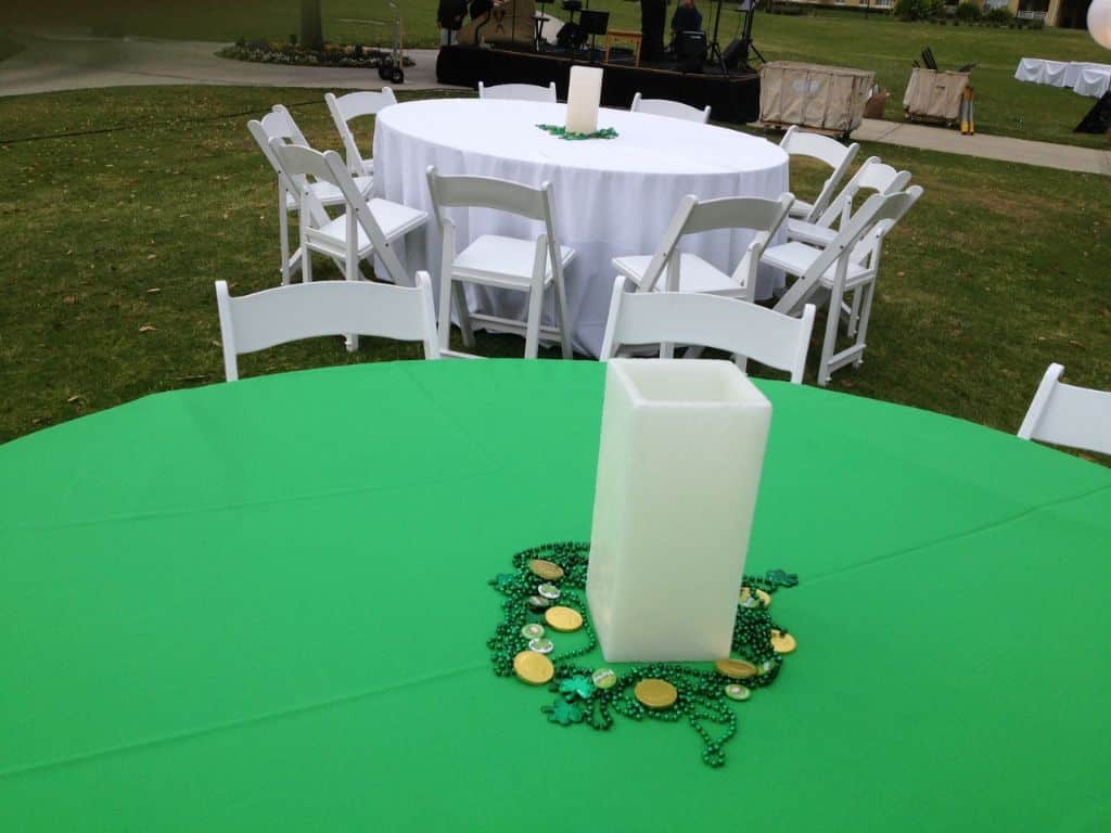 Patrick's Date green table with candle